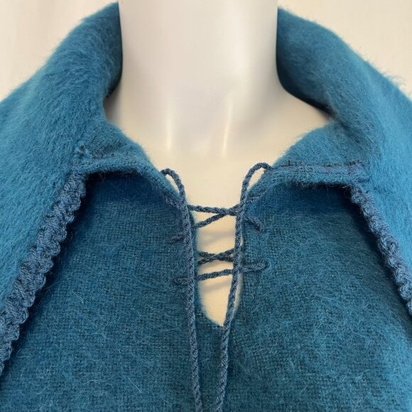 Karissma Wear Peru Womens One Size 100% Alpaca Poncho In Turqooise - Picture 2 of 9